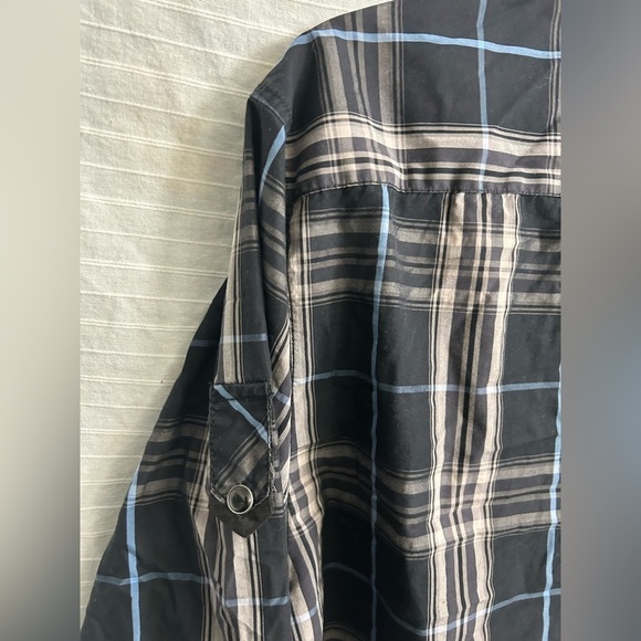 7 Diamonds Shirt Western Black Plaid Long Sleeve Pearl Snap Button Down Size XL - Picture 7 of 8